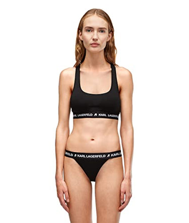 KARL LAGERFELD Damen Karl Lagerfeld Damen Brazilian-Slip Mit Logo, Schwarz, im Sale